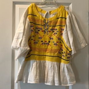 NWT Yellow & White Top